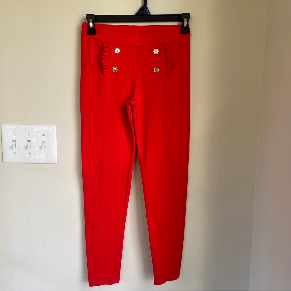 Janie and Jack Double Button Ponte Pant, Candy Red, Size 12